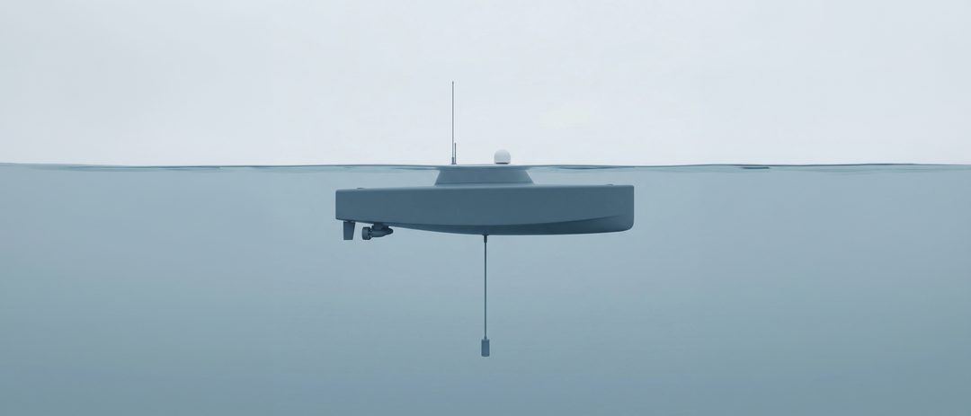 Surface unit in semi-submerged trim, with only the external antennas emerging