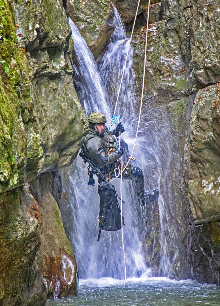 Climbing out of a canyon