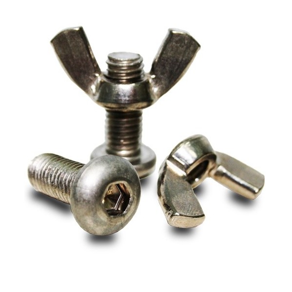 Stainless steel bolt and wing nut M10 (pair)