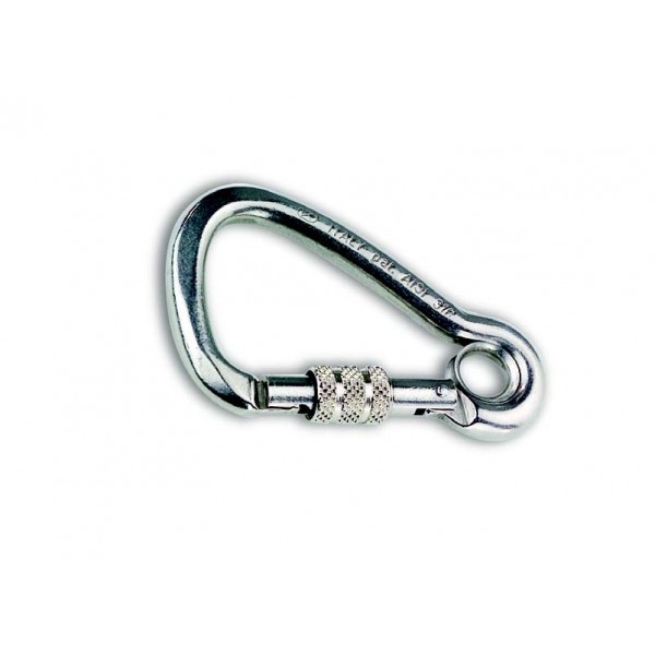 Stainless steel snap link with block 85 mm.