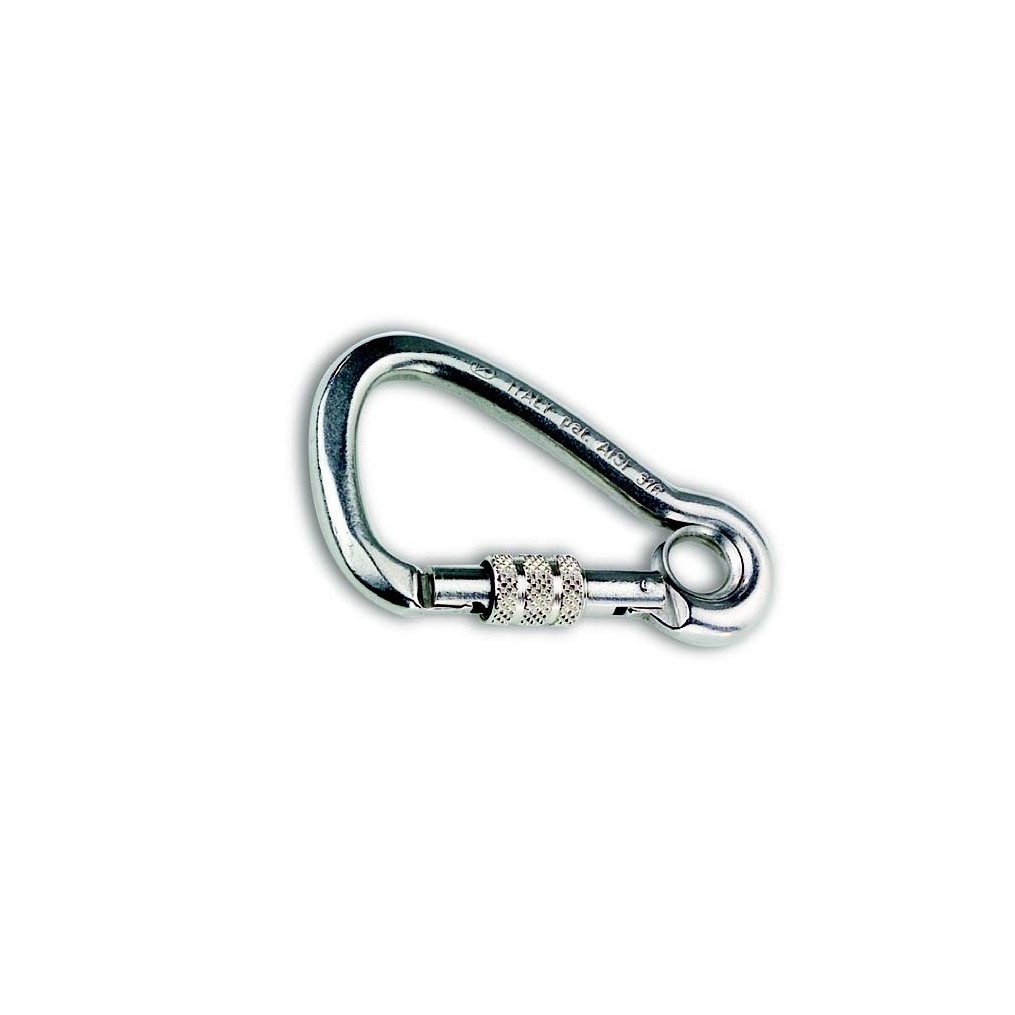 Moschettone inox con blocco 85 mm