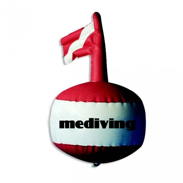 Classical float buoy with inflatable flag. 