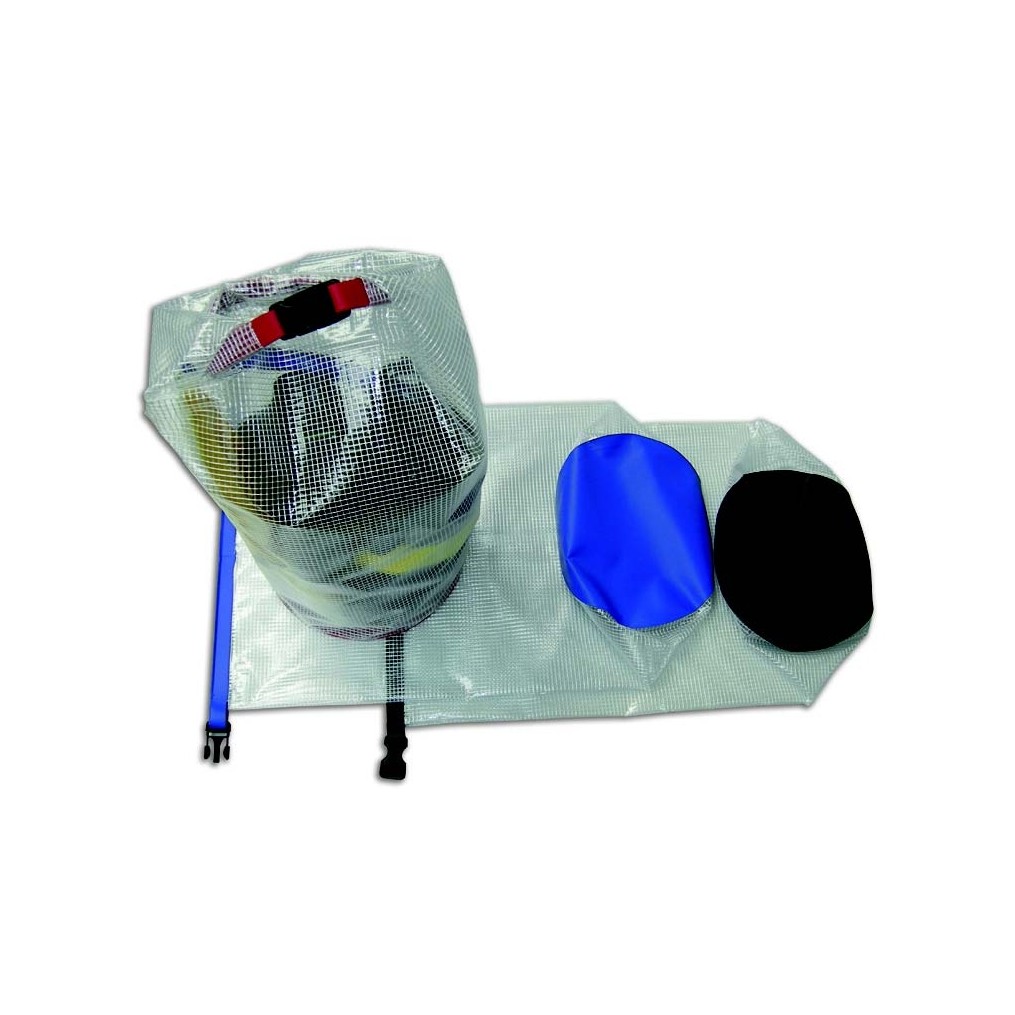 Sacca stagna 60 lt in PVC retinato trasparente.